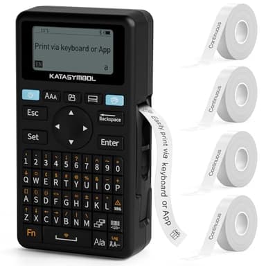 SUPVAN E11 Bluetooth Label Maker Machine with 4 Tapes, Support Keyboard & App with 40 Fonts and 450+ Icons, Rechargeable Inkless Labeler for Home, Kitchen, Office, School Organization, Black - Image 1