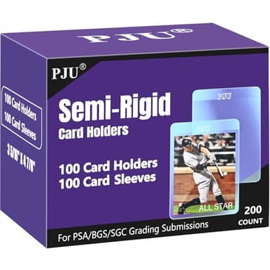 100ct Semi Rigid Card Holders & 100ct Card Sleeves for PSA, SGC, BGS, CSG Graded Card Submissions, Semi Rigid Card Sleeves, Baseball Card Protectors, PSA Graded Card Sleeve for Trading Card - Image 1