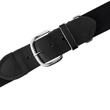 Champion Sports Baseball/Softball Uniform Belt - Comfort Nylon Stretch Fit Uniform Belt - Durable Leather Tab - Adult "22-46 Inches" - Black - Image 1