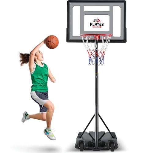 Kids Basketball Hoop Outdoor - 33 inch Backboard, 70-84in Adjustable Height, Portable Basketball Hoops & Goals for Kids/Teenagers/Youth in Backyard/Driveway/Indoor - Fillable Base - Image 1