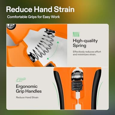 VIVOSUN 6.5 Inch Gardening Scissors Hand Pruner Pruning Shear with Straight Stainless Steel Blades Orange 1-Pack - Image 2