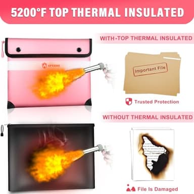 5200°F Fireproof Document Bag -Heat Insulated, Upgraded Water Fire Proof Pouch with Zipper, 9 Layers of Functional Materials, 14.2 X 11” Fire Proof Money Bag for Cash, Important Document and Valuables - Image 2