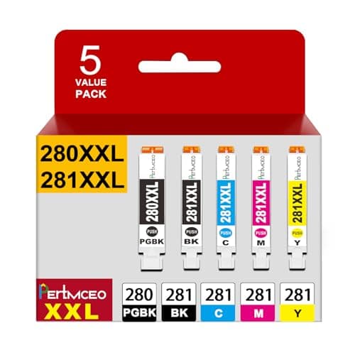 TR8622a Ink Cartridges PGI-280 CLI-281 280XXL 281XXL Compatible Ink Cartridge Replacement for Canon 280 281 Ink to use with PIXMA TR8622a TR8620a TR8622 TR8620 TR8600 TS9500 TS6300 Printer (5 Pack) - Image 1