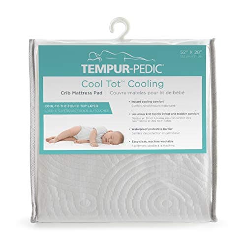 Tempur-Pedic Cool Tot Cooling Fitted Waterproof Infant and Baby Crib Mattress Protector Pad & Toddler Bed Cover, Comfortable and Luxurious Topper, Machine Washable and Dryer Friendly, 52” x 28”- White - Image 1