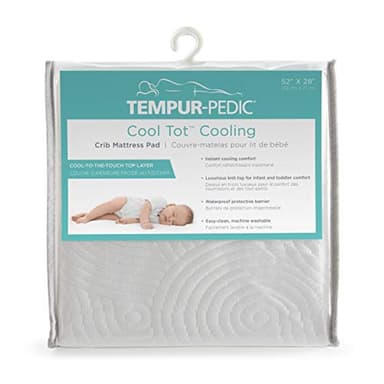 Tempur-Pedic Cool Tot Cooling Fitted Waterproof Infant and Baby Crib Mattress Protector Pad & Toddler Bed Cover, Comfortable and Luxurious Topper, Machine Washable and Dryer Friendly, 52” x 28”- White - Image 1