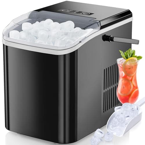 DUMOS Ice Maker Countertop Ice Machine Compact Size with Handle, 26lbs in 24Hrs, Black - Image 1
