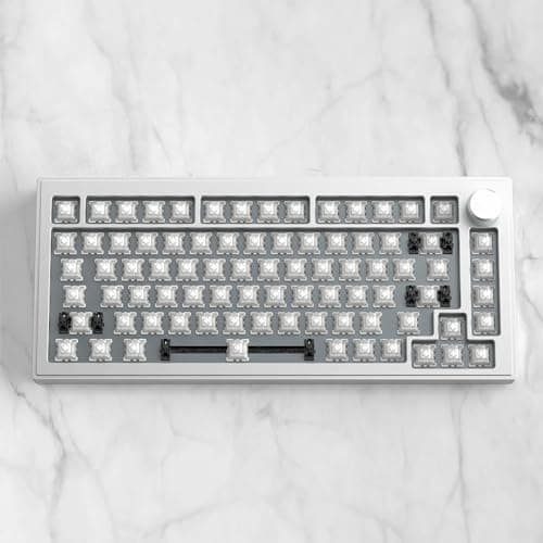 DrunkDeer A75 Rapid Trigger Mechanical Keyboard TKL Aluminum Case Wired Magnetic Switch Compact 82Keys RGB No Keycap,with Knob,Sliver White - Image 1