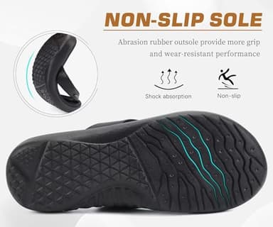 jiajiale Womens Fashion Orthotic Flip Flops Ladies Slip On Lightweight Comfortable Thick Cushion Yoga Mat Thong Sandals With Plantar Fasciitis Arch Support Black 10 - Image 6