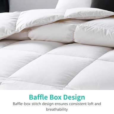 APSMILE Luxury 100% Organic Cotton Down Feather Fibers Comforter California King Fluffy Comforter, High Fill-Power Medium Warmth All Season Duvet Insert (104x96, Ivory White) - Image 4