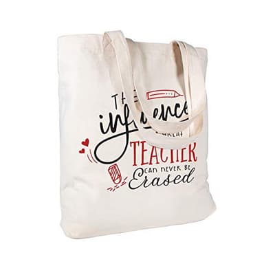 ELEGANTPARK Teacher Appreciation Gifts for Women Teacher Gifts for Retirement Valentines Day Birthday Graduation Christmas Thank You Ivory Cotton Canvas Tote Shoulder Bag with Interior Pocket - Image 2