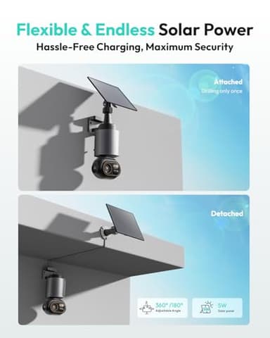 BOTSLAB Security Cameras Wireless Outdoor, 4 Cam-Kit with HomeBase, 4K Color Night Vision, Solar Security Camera System with 360° Pan&Tilt, No Monthly Fee, 32GB Local Storage Up to 16TB,AI Recognition - Image 7