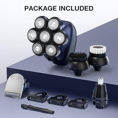 Head Shaver 7D, Wyklaus Head Shavers for Bald Men, Head Electric Razor with Nose Hair Trimmer, Waterproof Wet Dry Mens Grooming Kit - Image 8