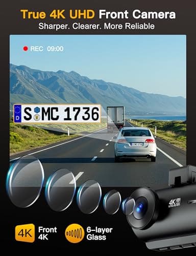 QCONTROL® 4K 5G WiFi 3 Channel Dash Cam Front and Rear Inside, 4K+1080P+1080P Dash Camera for Cars, GPS Dashcam, Car Camera with 3-Inch Screen, IR Night Vision, 24Hr Parking Mode, G-Sensor, 64GB Card - Image 3
