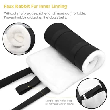 S-ETOVUS Dog Sling for Large Dogs Hind Leg Support, Magic Tape Dog Lift Harness, Soft Dog Support Harness for Back Legs, Hip Support Harness to Help Senior, Injured, Disabled and After ACL Surgery - Image 3