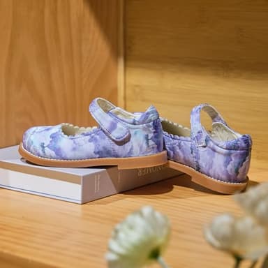 THEE BRON Toddler Girls Mary Jane Flats Kids School Uniform Party Dress Shoes(AX404 Toddler,Purple/6M) - Image 6