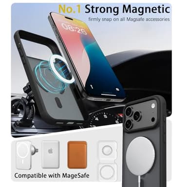 PinLiSheng Magnetic for iPhone 17 Pro Max Case with 1 Screen Protector [Mil-Grade Drop Protection] [Compatible with Magsafe] Shockproof Slim Translucent Matte Protective Phone Case, Black - Image 6