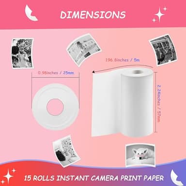 MIARALA 15 Rolls Instant Camera Refill Print Paper, HD Kidizoom Print Camera Paper Refill for Most Kids Instant Camera (57X25mm) - Image 5