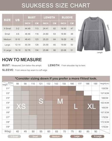 SUUKSESS Women Cashmere Oversized Sweaters Long Sleeve Pullover Tops Fall Outfits Crew Neck Jumpers (Stone,S) - Image 6