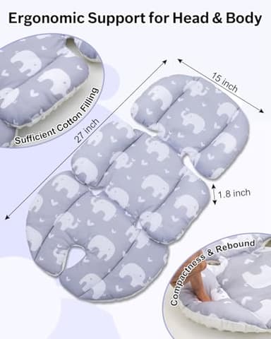 Baby Car Seat Head Support with Extra Headrest, Adjustable Infant Car Seat Insert with Shoulder Pads Set, Breathable Mink Dot Carseat Cushion for Newborn, Fits for Stroller, Baby Swing, Bouncer - Image 6