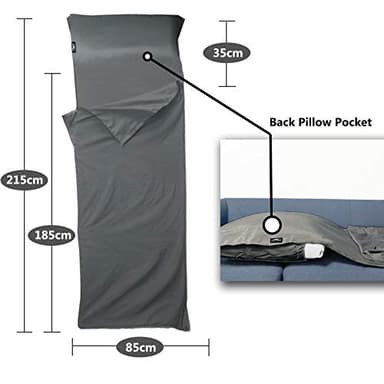 Frelaxy Sleeping Bag Liner, Adult Sleep Sack & Travel Sheets & Travel Sleep Sack for Backpacking, Hotel, Hostels & Traveling, Comfy & Easy Care Adults & Kids (Dark Gray - No Zipper) - Image 4