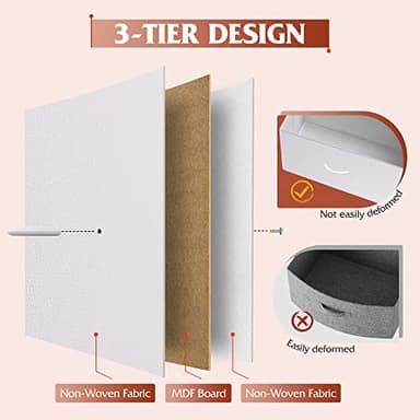 WLIVE Fabric Dresser for Bedroom with 10 Drawers, Tall Chest of Drawers, White Dressers Bedroom Furniture, Storage Organizer Unit with Bins for Closet, Hallway, Living Room, Entryway - Image 4