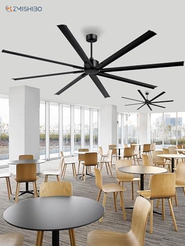 ZMISHIBO 96 Inch Industrial DC Motor Ceiling Fan, Large Ceiling Fan with 8 Reversible Blades, 3 Downrods, 6-Speed Remote Control, Home or Commercial Ceiling Fans for Porch/Garage/Shop, Black - Image 7