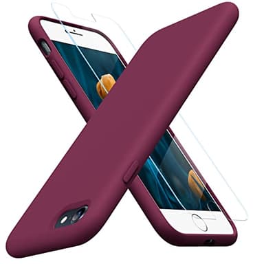 Miracase Ultra Slim Designed for iPhone SE Case 2022(3rd Gen)/iPhone SE 2020 Case(2nd Gen)/iPhone 7 Case/iPhone 8 Case with Screen Protector, Multi-Color Silicone Shockproof Phone Case(Wine Red) - Image 1