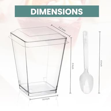 50 Pack 5 oz Mini Dessert Cups with Lids & Spoons – Reusable Parfait & Appetizer Cups, Clear Shooter Bowls – Ideal for Baby Shower, Small Parties, Tasting, Mousse, Pudding – BPA-Free & Recyclable - Image 3