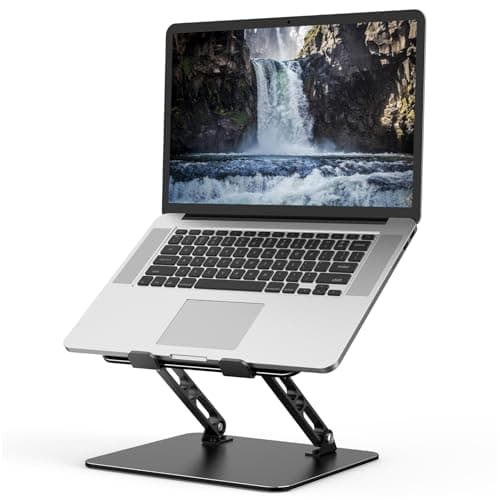 Gogoonike Adjustable Laptop Stand for Desk, Metal Foldable Laptop Riser Holder, Portable Desktop Book Stands, Ventilated Cooling Computer Notebook Stand Compatible with 10-15.6” Laptops - Image 1
