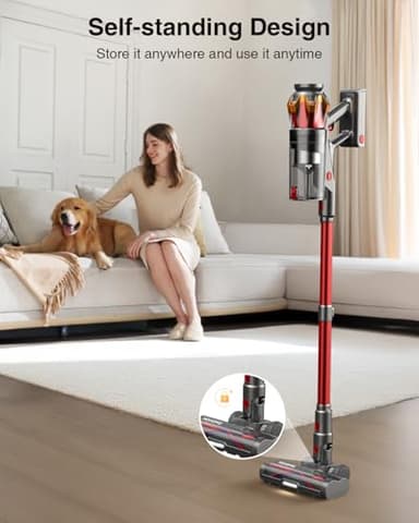 Cordless Vacuum Cleaner, 600W/50KPa/70Mins Vacuum Cleaners for Home, Self-Standing Stick Vacuum with Anti-Tangle Brush & OLED Touch Screen, Vacuum Cleaner for Hardwood Floors and Carpet,Pet Hair,Car - Image 6
