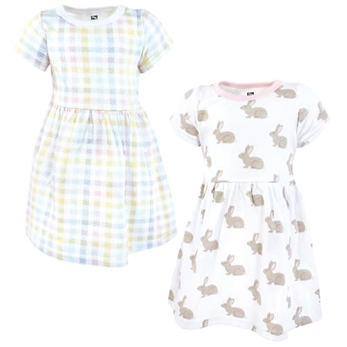 Hudson Baby Girls Cotton Dresses, Easter Plaid Bunny, 3-6 Months - Image 1