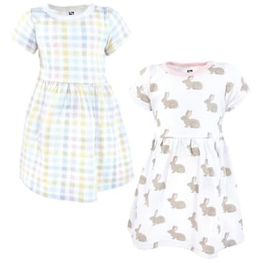 Hudson Baby Girls Cotton Dresses, Easter Plaid Bunny, 3-6 Months - Image 1