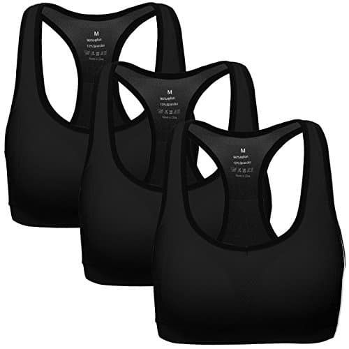 MIRITY Women Racerback Sports Bras - High Impact Workout Gym Activewear Bra Pack of 3 Color Black Size M - Image 1