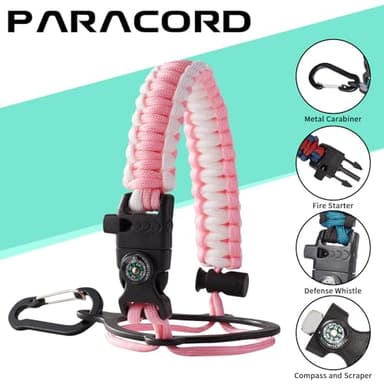 Half Gallon Water-Bottle with Straw - Pop-up Chug Lid (Cold 48H & Hot 24H) 64oz Insulated Water Bottle Flask with Sleeve Strap, Paracord Handle, Bottle Boot, Pink Stainless Steel Metal Water Jug - Image 6