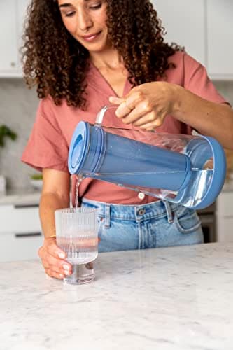 LifeStraw Home– Water Filter Pitcher, 7-Cup, Glass with Silicone Base, Stormy Blue, for Everyday Protection Against Bacteria, parasites, microplastics, Lead, Mercury, PFAS and a Variety of Chemicals - Image 9