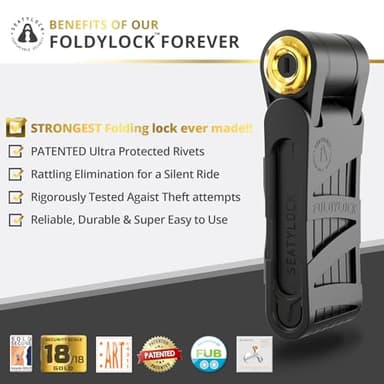 FoldyLock Forever Folding Bike Lock - Patented Sleek High Security Sold Secure Gold Bicycle Lock - Heavy Duty Anti Theft Smart Guard with Keys - 90cm - Image 2