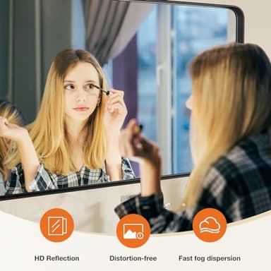 Sweetcrispy Black Bathroom Vanity Mirror for Wall, 22x30 Inch Metal Framed Wall Mirror Farmhouse Rectangle, Anti-Rust, Tempered Glass, Hangs Horizontally or Vertically - Image 3