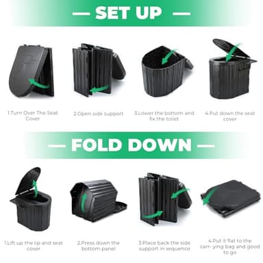 Sckee Camping Toilet, Portable Toilet for Adults, Portable Travel Folding Toilet with Lid and Paper Holder, Compact Potty for Car, Camp Toilet Portable Toilet for Camping, Hiking,Truck, RV, Beach - Image 8