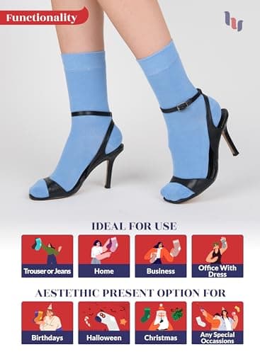 Hugh Ugoli Womens Rayon derived from Bamboo Dress Socks, Crew Soft Thin Calf Socks for Business, Autumn & Fall, Trouser & Casual, Purple/Pink/Blue, 3 Pairs, Shoe Size: 6-9 - Image 5