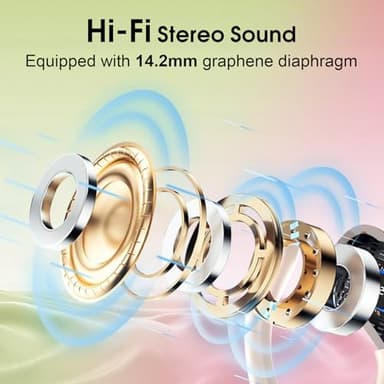 Aptkdoe Wireless Earbuds 75hrs Bluetooth 5.4 Headphone Sport, 2025 Bluetooth Earbuds Stereo Deep Bass Over Ear Bud with Earhooks, ENC Noise Cancelling Mic, IPX7 Waterproof Earphone Rose Gold - Image 3