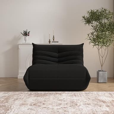 Bean Bag Chair, Memory Foam Bean Bag Sofa Large Bean Bag Chair for Adults, Bean Bag Chairs for Teens with High Density Comfortable Foam, Bean Bag for Living Room, Bedroom (Black) - Image 4