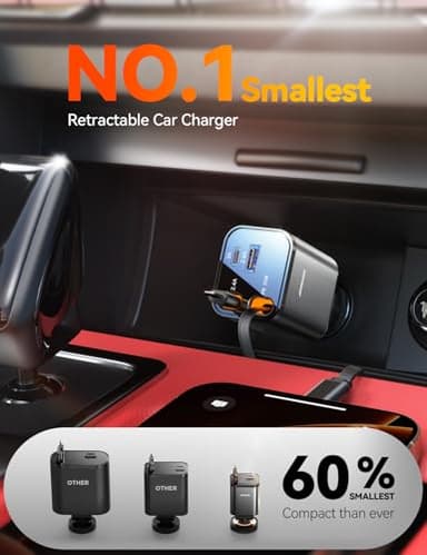[2025 Ultra-Compact] 84W Retractable Car Charger, [PD 45W] Car Charger USB C for iPhone 16 17 Pro Fast Charging, Car Accessories Travel Essentials Gifts for Women Men for iPhone 17 Air 16 15 14 13 12 - Image 2