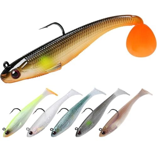 TRUSCEND Fishing Lures for Bass Trout Jighead Lures Paddle Tail Swimbaits Soft Fishing Baits Freshwater Saltwater Jigging Bass Gear Gifts for Men - Image 1
