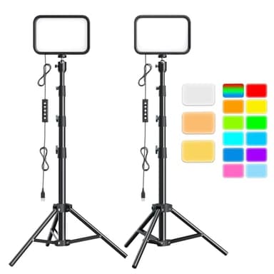 UBeesize 2-Pack RGB Photography Lighting, Studio Lights with Adjustable Tripod Stand and Ball Head, Video Light for Video Recording, Live Streaming, Makeup - Image 1