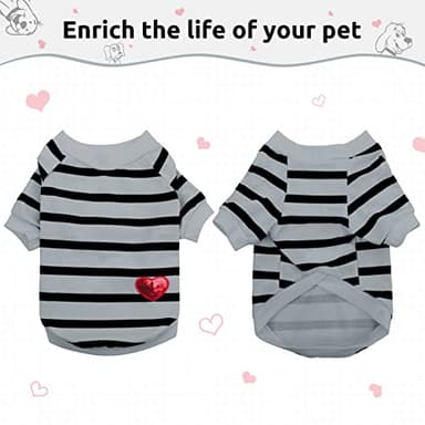 Preferhouse Pet Dog Striped T-Shirt Dogs Cats Cotton Vest Spring Summer Pet Apparel Tee Shirt Suitable for Small and Medium Large Pets French Bulldog Bichon - Image 4