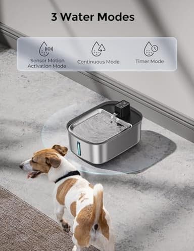 Wireless 7.5l/254oz/2Gal Dog Water Fountain for Large Dogs Stainless Steel, Quiet Pet & Cat Water Fountain with Motion Sensor, Automatic Water Dispenser for Dogs&Multi-Pet Homes Continuous Fresh Flow - Image 2