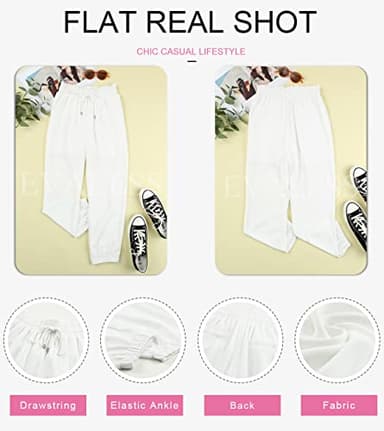 EVALESS Plus Size White Pants for Women 2025 Summer Trendy Drawstring High Waisted Business Casual Teacher Work Pants Womens Linen Office Slacks Spring Loose Comfy Joggers with Pockets XX-Large - Image 5