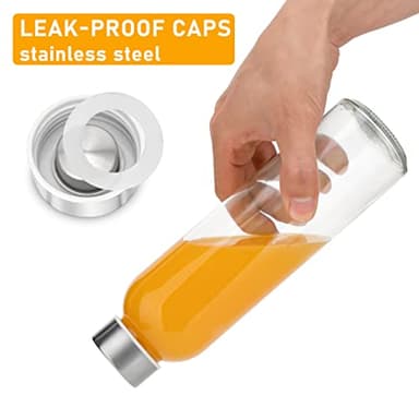 Sursip 24oz Glass Water Bottle Set of 10, Leak Proof Clear glass juice bottle for juicing, Reusable Drinking Bottles with Stainless Steel Lid, Beverage Storage Containers for Refrigerator-BPA Free - Image 4