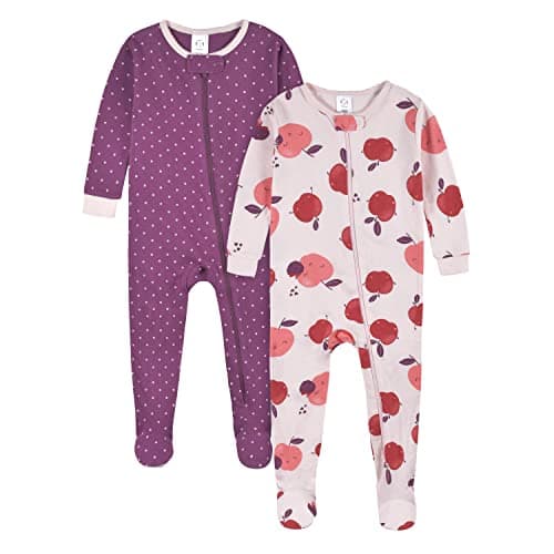 Gerber Baby Girl's 2-Pack Footed Pajamas, Fruit Lovers Purple, 3T - Image 1
