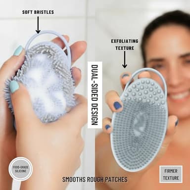 Exfoliating Body Scrubber Silicone - Textured Back Scrubber Shower Brush - Avilana Bath Loofah Alternative Dual Sided - Gentle Smoothing Body Wash Tool Rough Skin - Gift Women Men - Image 4
